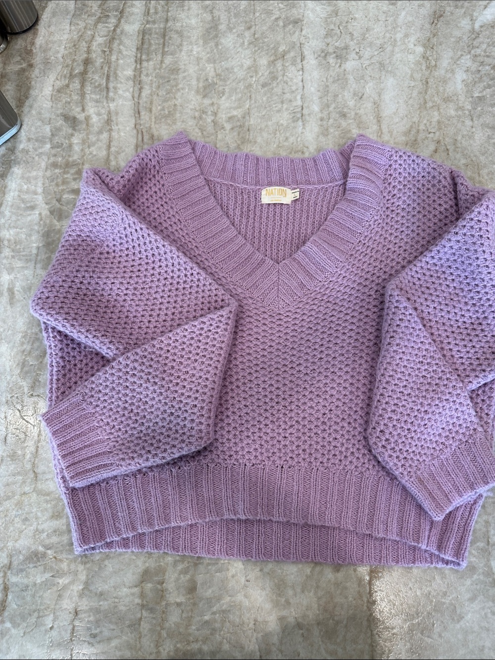 Nation LTD Lavender V-Neck Knit Sweater